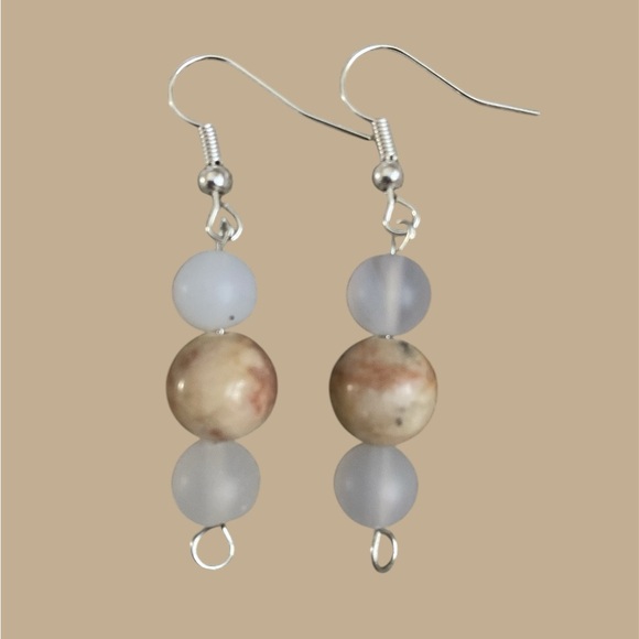 Marine Agate and Amazonite Earrings - Picture 1 of 2
